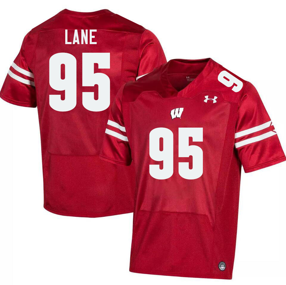 Men #95 Brandon Lane Wisconsin Badgers College Football Jerseys Stitched-Red